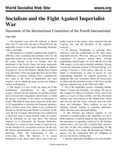 World Socialist Web Site  wsws.org Socialism and the Fight Against Imperialist War