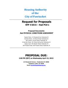 Housing Authority of the City of Pawtucket ___________________________________________________________________________  Request for Proposals
