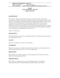 ARIZONA HISTORICAL SOCIETY 949 East Second Street Tucson, AZ[removed]Library & Archives[removed]Fax: ([removed]removed]