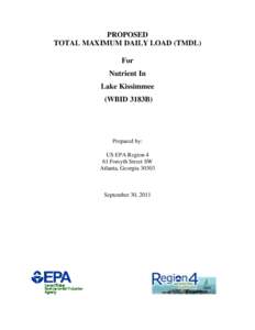 Environment / Hydrology / Greater Orlando / Total maximum daily load / Kissimmee River / Kissimmee /  Florida / Clean Water Act / JMP / Soil / Water pollution / Water / Chemistry