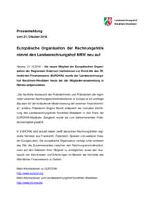 Landesrechnungshof Nordrhein-Westfalen Pressemeldung vom 21. Oktober 2016