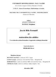 UNIVERSITÉ MONTPELLIER III – PAUL VALÉRY Arts et Lettres, Langues et Sciences Humaines et Sociales U.F.R. IV : Sciences Économiques, Mathématiques et Sociales