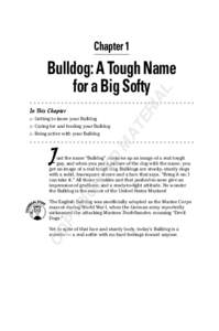 Chapter 1  In This Chapter 䊳 Getting to know your Bulldog 䊳 Caring for and feeding your Bulldog