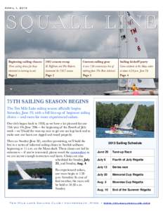 April 1, 2013  SQ UALL LIN E Beginning sailing classesseason recap