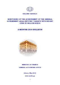 HELLENIC REPUBLIC  MONITORING OF THE ACHIEVEMENT OF THE GENERAL GOVERNMENT LEGAL ENTITIES’ TARGETS WITH BUDGET OVER 20 MILLION EUROS