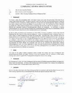 PALM BEACH COUNTY COMMISSION ON ETHICS  COMPLIANCE R.EVIEW MEMORANDUM To:  Alan Johnson, Executive Director