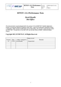 RTTOV v11.2 Performance Tests Doc ID Version Date