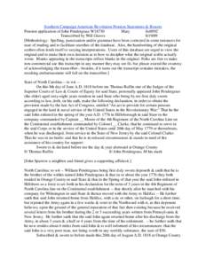 Southern Campaign American Revolution Pension Statements & Rosters Pension application of John Pendergrass W18730 Mary fn48NC Transcribed by Will Graves[removed]