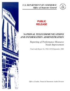 Performance measurement / Law / Government / National Telecommunications and Information Administration / Government Performance and Results Act / Frequency assignment authority