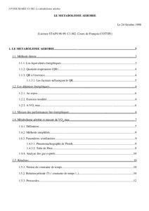 J-P GOUSSARD. C1-M2. Le métabolisme aérobie  LE METABOLISME AEROBIE