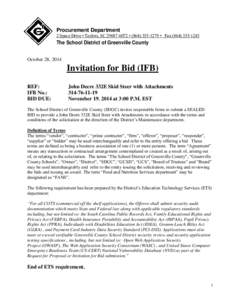 Procurement Department 2 Space Drive • Taylors, SC[removed] • ([removed] • Fax[removed]The School District of Greenville County October 28, 2014