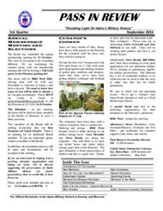 PASS IN REVIEW “Shedding Light On Idaho’s Military History” 3rd Quarter ANNUAL MEMBERSHIP
