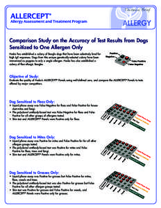 Technical Brief  ALLERGY Comparison Study on the Accuracy of Test Results from Dogs Sensitized to One Allergen Only Heska has established a colony of Beagle dogs that have been selectively bred for