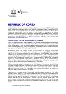 National Institute for Lifelong Education / KRIVET / National Qualifications Framework / Nonformal learning / Vocational school / Education / Vocational education / Korean culture