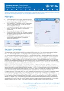 Solomon Islands: Flash Floods Situation Report No. 4 (as of 18 April 2014)