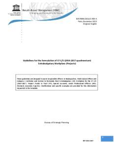 Guidelines for the formulation of 37 C[removed]quadrennium) extrabudgetary workplans (projects); 2013