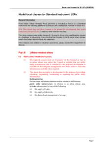 Model local clauses for SI LEPs[removed]Model local clauses for Standard Instrument LEPs General Information If the below “Urban Release Area” provision is included as Part 6 in a Standard Instrument, the followi