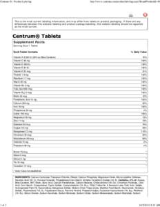 Centrum ®:: Product Labeling  http://www.centrum.com/productlabeling.aspx?BrandProductId=40 This is the most current labeling information, and may differ from labels on product packaging. If there are any differences be