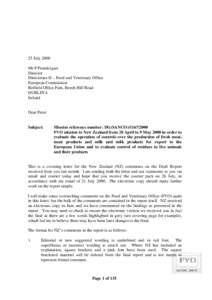 25 July 2000 Mr P Prendergast Director Directorate D – Food and Veterinary Office European Commission Belfield Office Park, Beech Hill Road