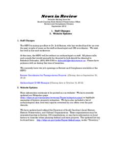 News in Review  Periodic Mailing from the South Carolina State Historic Preservation Office Review and Compliance Division September 2012