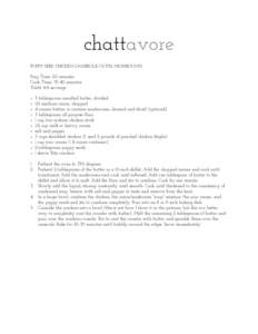 chattavore POPPY SEED CHICKEN CASSEROLE (WITH MUSHROOMS) Prep Time: 20 minutes Cook Time: 35-40 minutes Yield: 4-8 servings