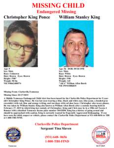 MISSING CHILD Endangered Missing Christopher King Ponce William Stanley King  Age: 9