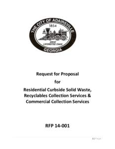 Request for Proposal for Residential Curbside Solid Waste, Recyclables Collection Services & Commercial Collection Services