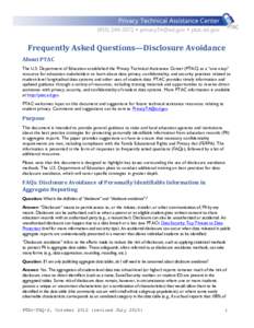 Frequently Asked Questions - Disclosure Avoidance
