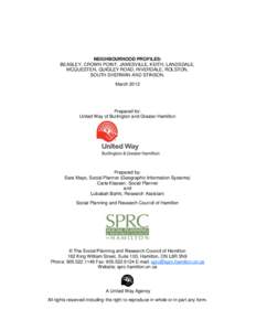 NEIGHBOURHOOD PROFILES: BEASLEY, CROWN POINT, JAMESVILLE, KEITH, LANDSDALE, MCQUESTEN, QUIGLEY ROAD, RIVERDALE, ROLSTON, SOUTH SHERMAN AND STINSON. March 2012