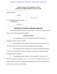 Case 1:15-cvRMB Document 74 FiledPage 1 of 16  IN THE UNITED STATES DISTRICT COURT FOR THE SOUTHERN DISTRICT OF NEW YORK BARBARA DUKA, Plaintiff,