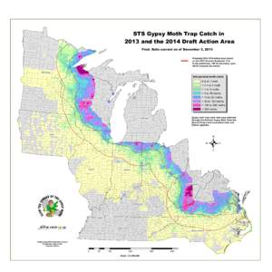 Kittson  STS Gypsy Moth Trap Catch in 2013 and the 2014 Draft Action Area  Roseau