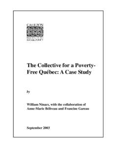 The Collective for a PovertyFree Québec: A Case Study  by William Ninacs, with the collaboration of Anne-Marie Béliveau and Francine Gareau