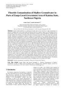 Journal of Geosciences and Geomatics, 2014, Vol. 2, No. 5, [removed]Available online at http://pubs.sciepub.com/jgg/2/5/1 © Science and Education Publishing DOI:[removed]jgg[removed]Fluoride Contamination of Shallow Groun