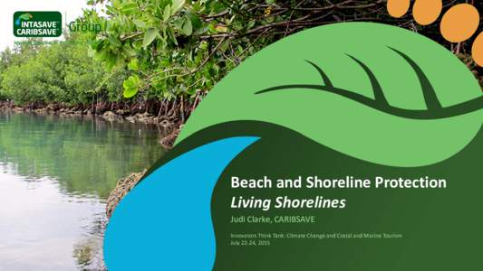 Beach and Shoreline Protection Living Shorelines Judi Clarke, CARIBSAVE Innovators Think Tank: Climate Change and Costal and Marine Tourism July 22-24, 2015