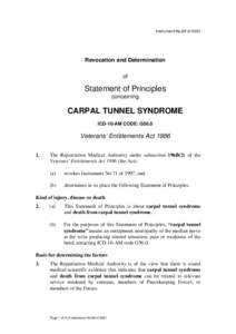 Instrument No.89 of[removed]Revocation and Determination of  Statement of Principles