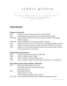 ________________________________________________________________________________________ 120 Glenmore Road PADDINGTON NSW 2021 P[removed]F[removed]www.sabbiagallery.com [removed] ABN[removed] 