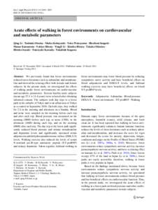 Eur J Appl Physiol:2845–2853 DOIs00421z O R I G I N A L A R T I CL E  Acute eVects of walking in forest environments on cardiovascular