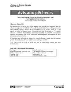 Avis aux pêcheurs - GNÉ 4T Flétan 10 juin, 2010