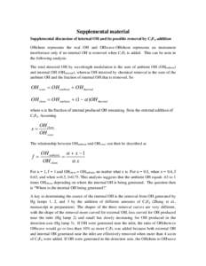 Supplemental material Supplemental discussion of internal OH and its possible removal by C3F6 addition OHchem represents the real OH and OHwave-OHchem represents an instrument interference only if no internal OH is remov