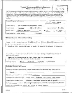 4 Virginia Department of Historic Resources PIF Resource Information Sheet This information sheet is designed to provide the Virginia Department of Historic Resources with nece~$$rfk/d&-t&~~ to evaluate the significance 