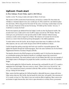 Upfront: Fresh start - Pacific Sun: News  http://www.pacificsun.com/news/upfront-fresh-start/article_39b... Upfront: Fresh start by Peter Seidman | Posted: Friday, April 11, 2014 9:00 am