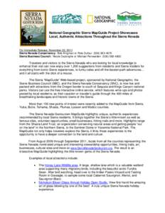 Geotourism Sierra Cascade News Release
