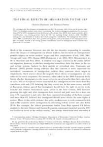 The Economic Journal, Doi: [removed]ecoj.12181 © 2014 Royal Economic Society. Published by John Wiley & Sons, 9600 Garsington Road, Oxford OX4 2DQ, UK and 350 Main Street, Malden, MA 02148, USA. THE FISCAL EFFECTS OF IMM