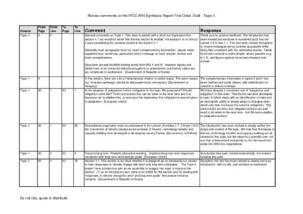 Review comments on the IPCC AR5 Synthesis Report First Order Draft - Topic 4  Chapter From Page