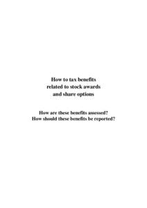 How to tax benefits related to stock awards and share options How are these benefits assessed?