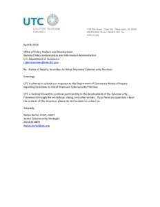 April 8, 2013 Office of Policy Analysis and Development National Telecommunications and Information Administration U.S. Department of Commerce [removed] Re: Notice of Inquiry: Incentives to Adopt Impro