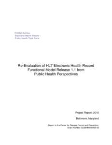 PHDSC Ad Hoc Electronic Health Record – Public Health Task Force Re-Evaluation of HL7 Electronic Health Record Functional Model Release 1.1 from