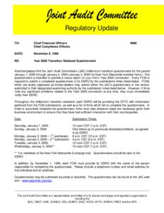 Regulatory Update TO: Chief Financial Officers Chief Compliance Officers
