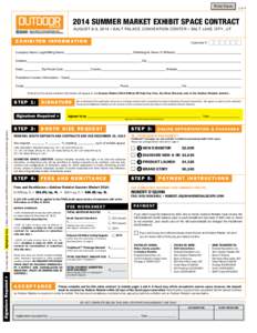 Print Form  1 of[removed]summer market exhibit space contract August 6-9, 2014 • Salt palace convention center • salt lake city, UT