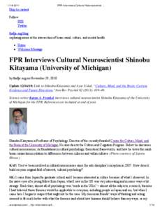 FPR Interviews Cultural Neuroscientist Shinobu Kitayama (University of Michigan) « thefpr.org blog